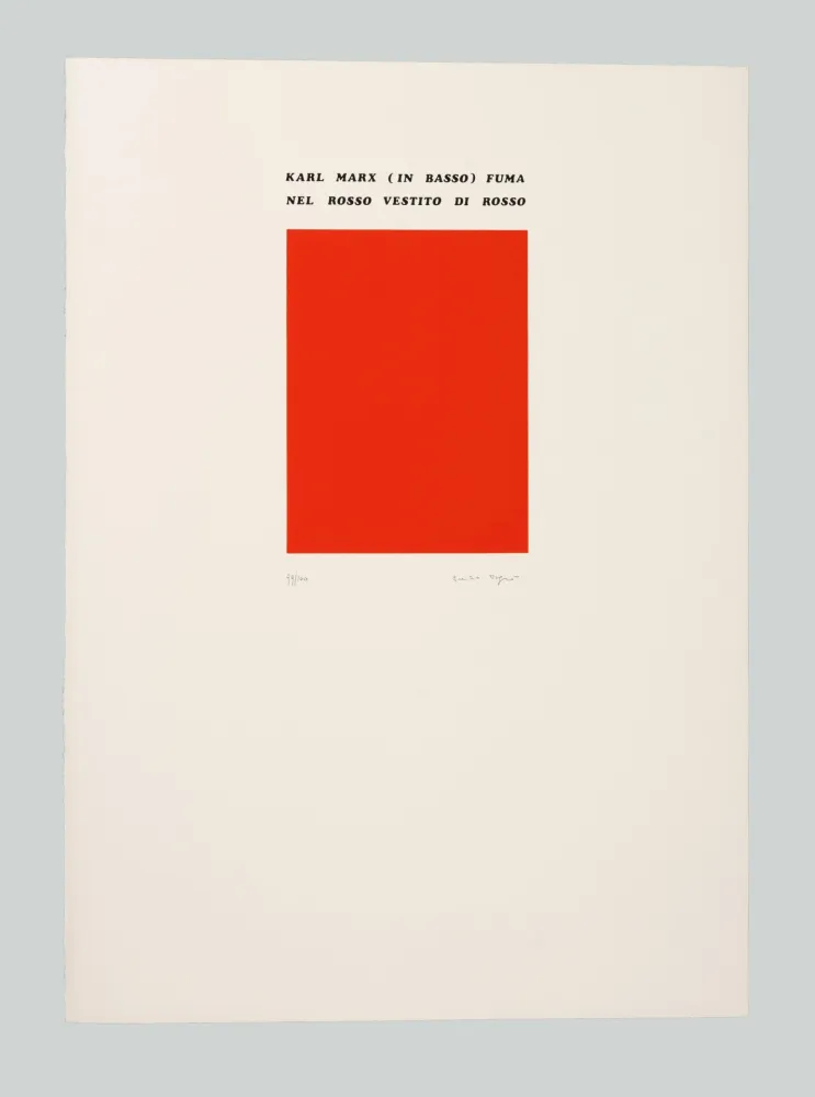 Sérigraphie Isgro - Karl Marx (in basso) fuma nel rosso vestito di rosso