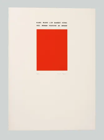 Sérigraphie Isgro - Karl Marx (in basso) fuma nel rosso vestito di rosso