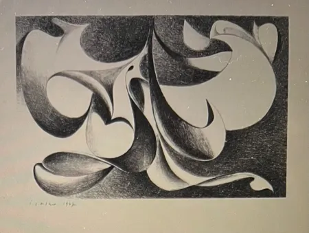 Lithographie Istrati - Composition abstraite Rare Lithographie de 1947