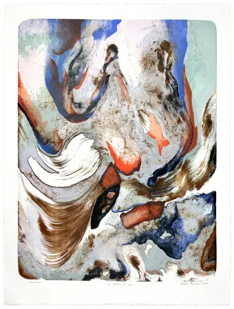 Lithographie Jarrosson - L'atelier le soir 