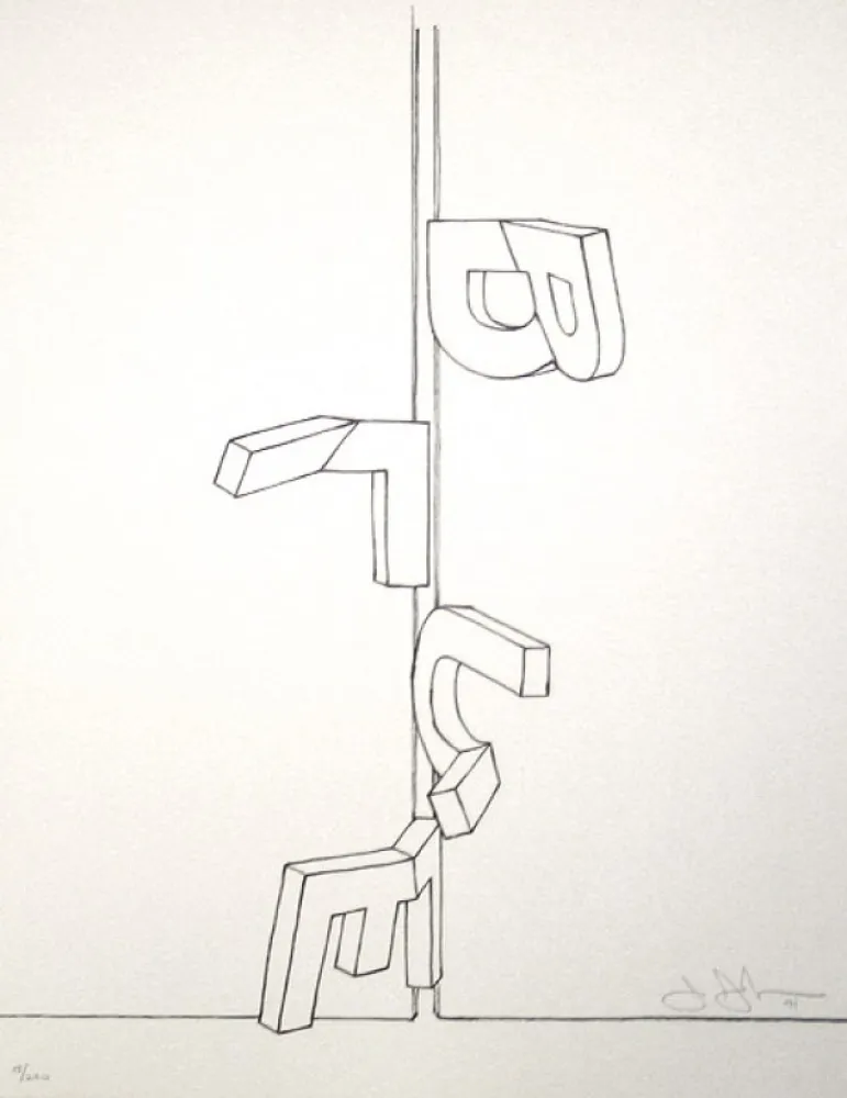 Lithographie Johns - Bent blue