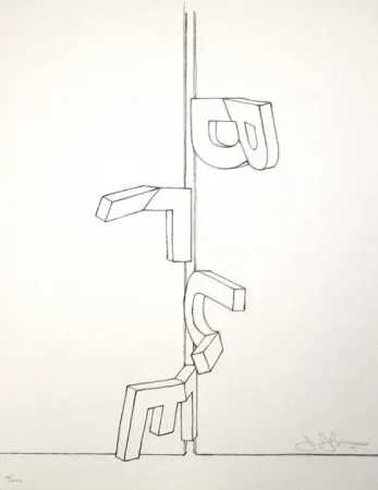 Lithographie Johns - Bent blue