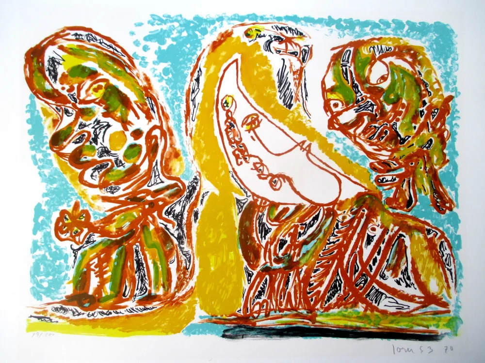 Lithographie Jorn - Barbarie au clair de lune