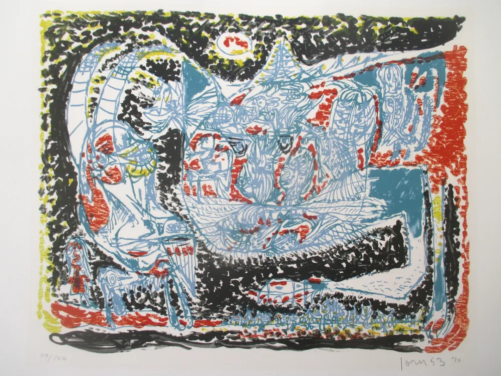 Lithographie Jorn - Le Chat qui rit