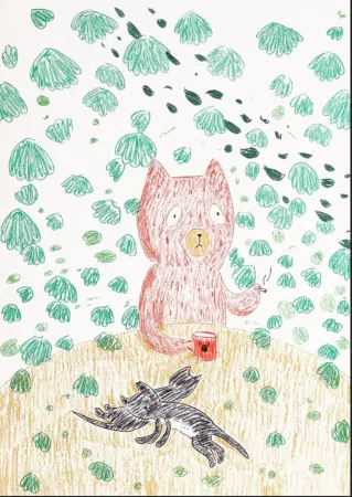 Lithographie Kaga - Kumacchi in green 1