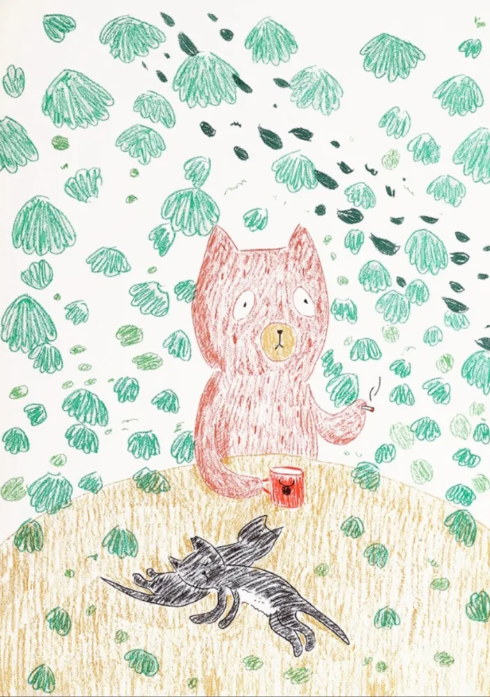 Lithographie Kaga - Kumacchi in green 1