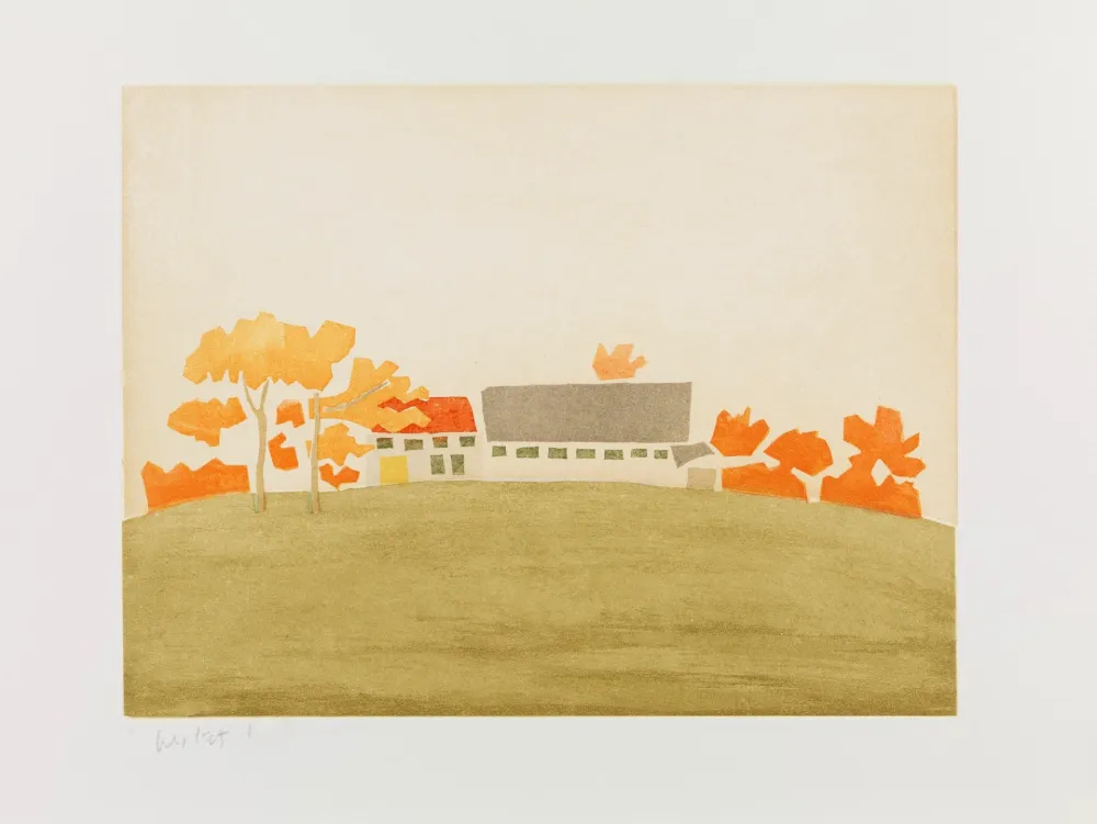 Aquatinte Katz - House and Barn