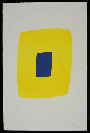 Lithographie Kelly - Yellow with Dark Blue VI.12