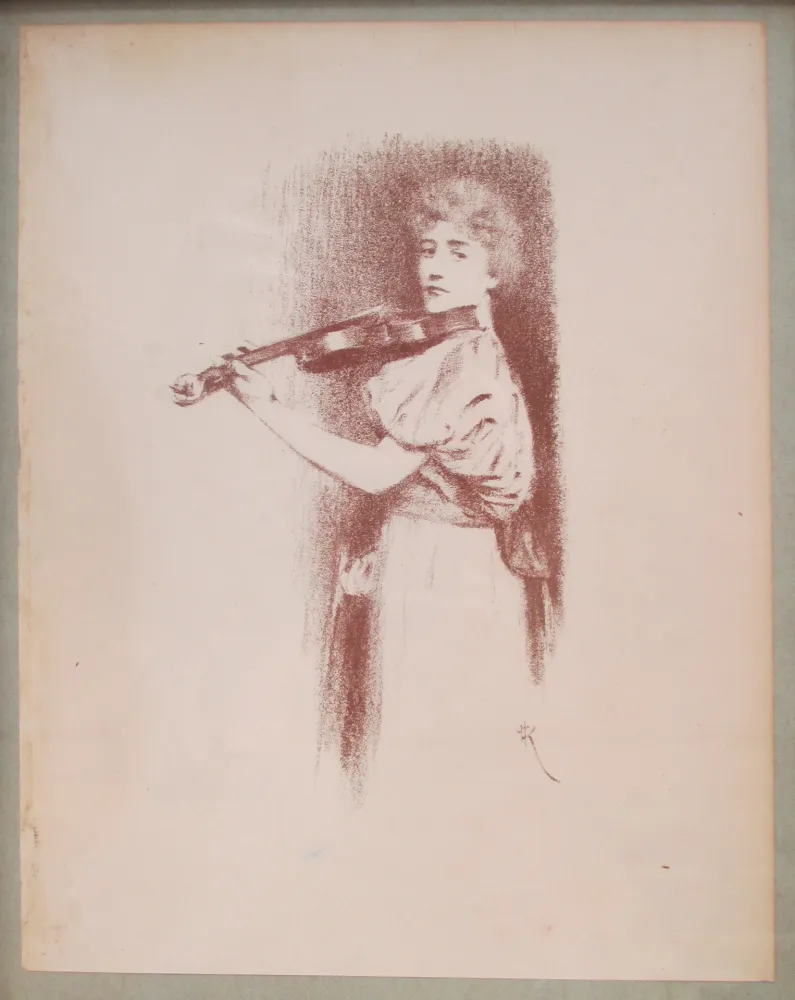 Lithographie Khnopff - The Violinist
