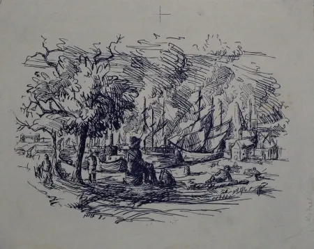 Lithographie Kitzel - Port