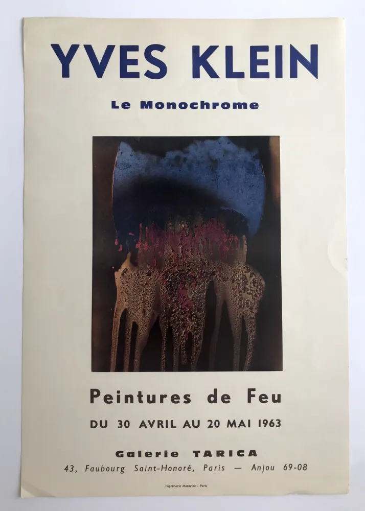 Affiche Klein - Le monochrome Peintures de feu / Galerie Tarica