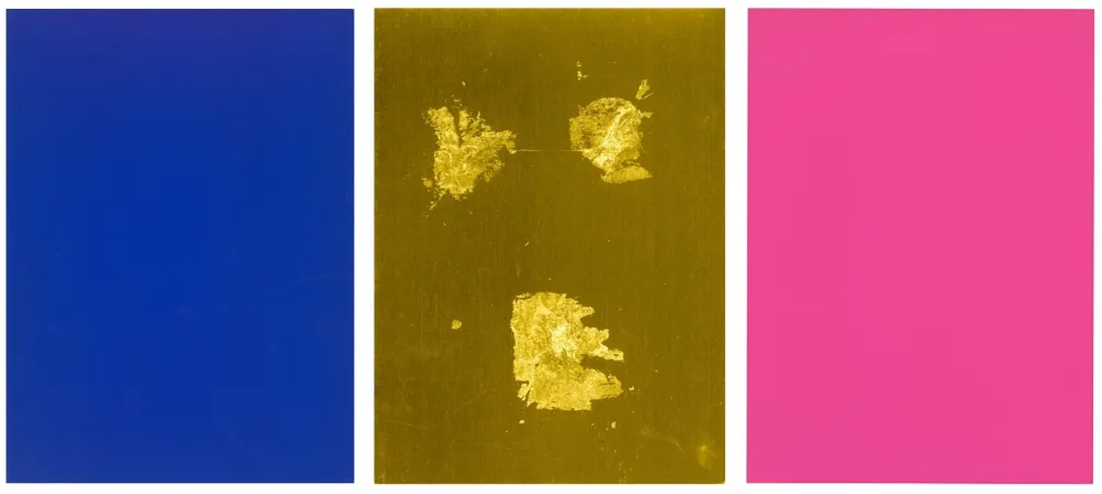 Sérigraphie Klein - Monochrome und Feuer (Krefeld Triptych)