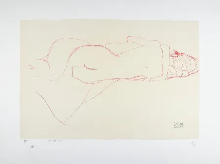 Lithographie Klimt - Etude pour le serpent d'eau / Study for Water Snakes | Deux femmes enlacées / Two women embracing, 1905