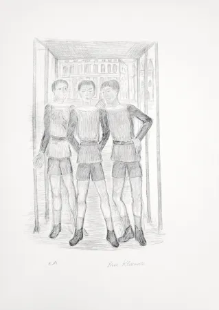 Lithographie Klossowski - Trois garçons (la demande du pardon)