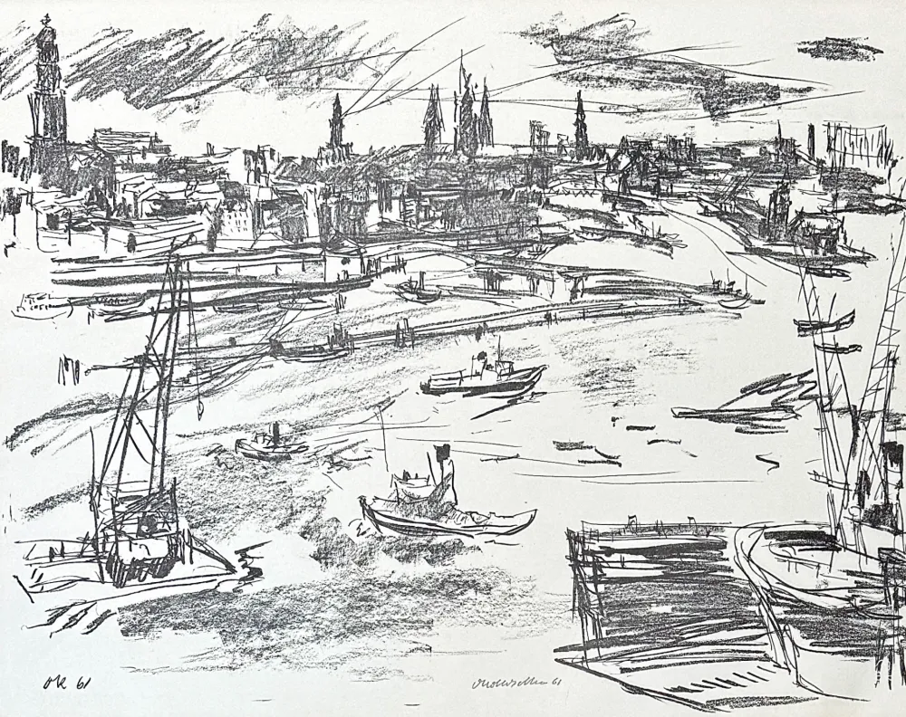 Lithographie Kokoschka - Oskar Kokoschka (1886–1980) - Port of Hamburg - Lithograph on paper - 1961