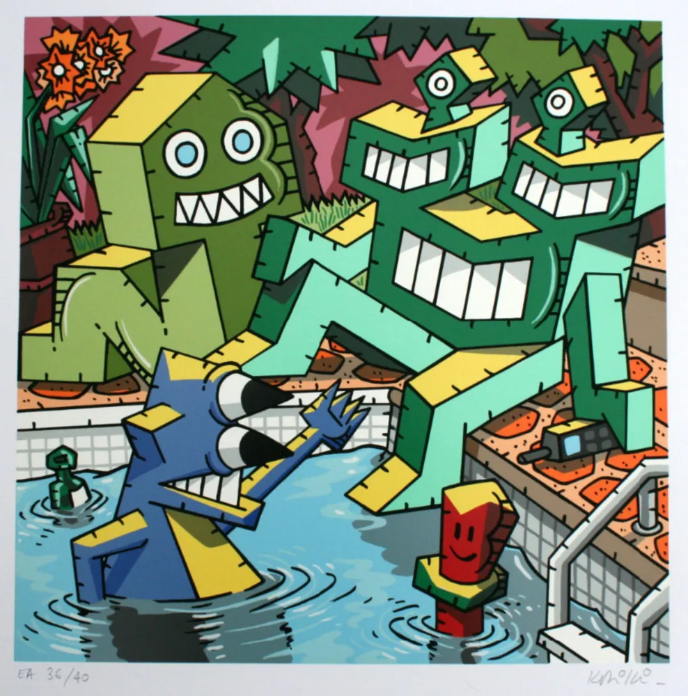 Sérigraphie Kriki - La piscine