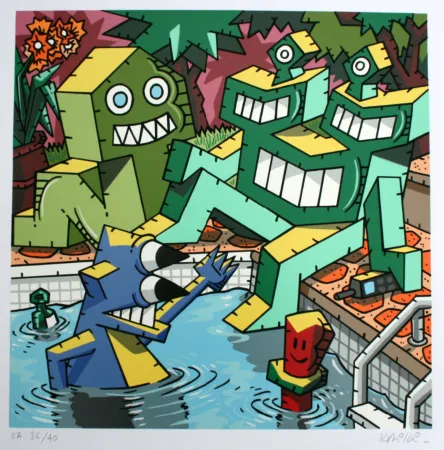 Sérigraphie Kriki - La piscine