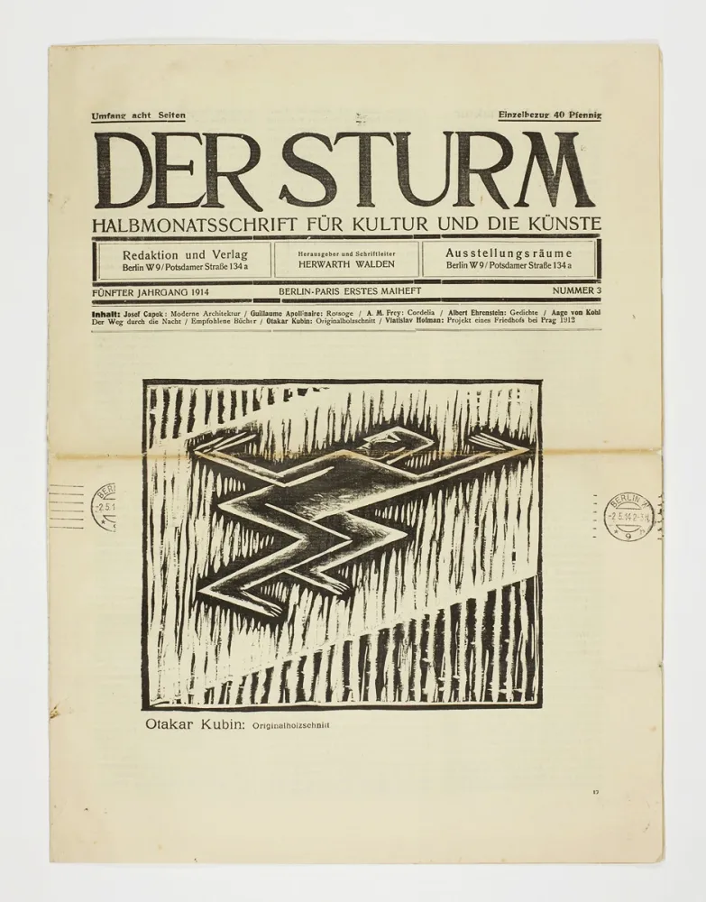 Gravure Sur Bois Kubín - Untitled (Cubist male figure) 