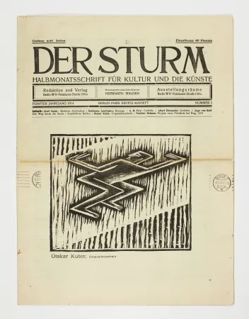 Gravure Sur Bois Kubín - Untitled (Cubist male figure) 