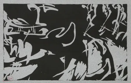 Gravure Sur Bois Kupka - Bílé rytmy na černém