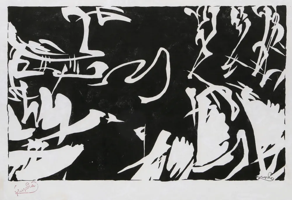 Gravure Sur Bois Kupka - Bile rytmy na cernem II