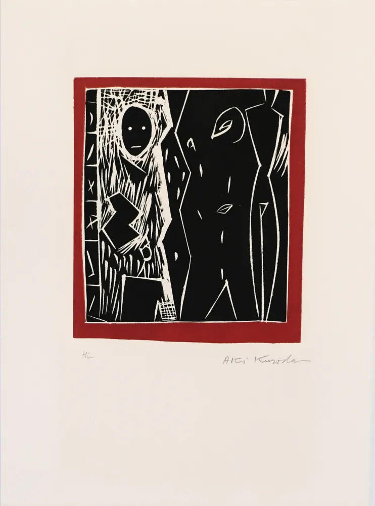 Linogravure Kuroda - Cadre rouge