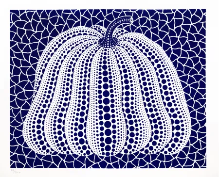Lithographie Kusama - Pumpkin (Dark Blue)