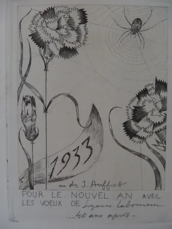 Gravure Laboureur - L'araignée aux fleurs