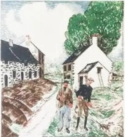 Lithographie Laboureur - Retour de chasse (1927)