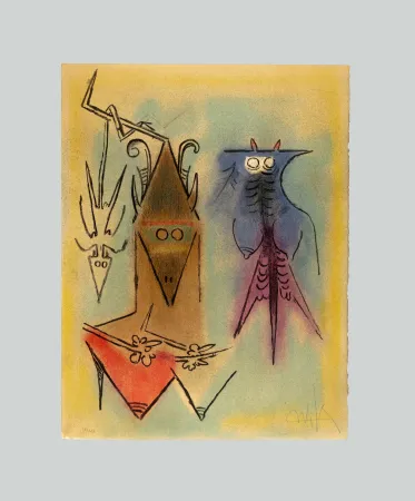 Lithographie Lam - Pleni Luna - Démons familiers