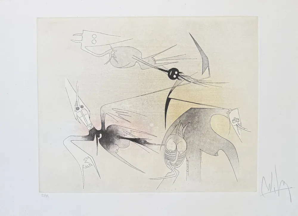 Aquatinte Lam - Wifredo Lam (1902–1982) - Untitled from ''Visible Invisible'' folder - Aquatint etching on Goya paper - 1972