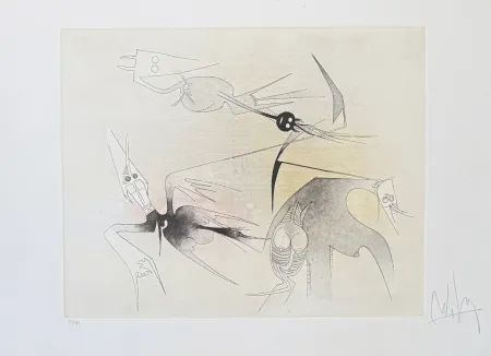 Aquatinte Lam - Wifredo Lam (1902–1982) - Untitled from ''Visible Invisible'' folder - Aquatint etching on Goya paper - 1972