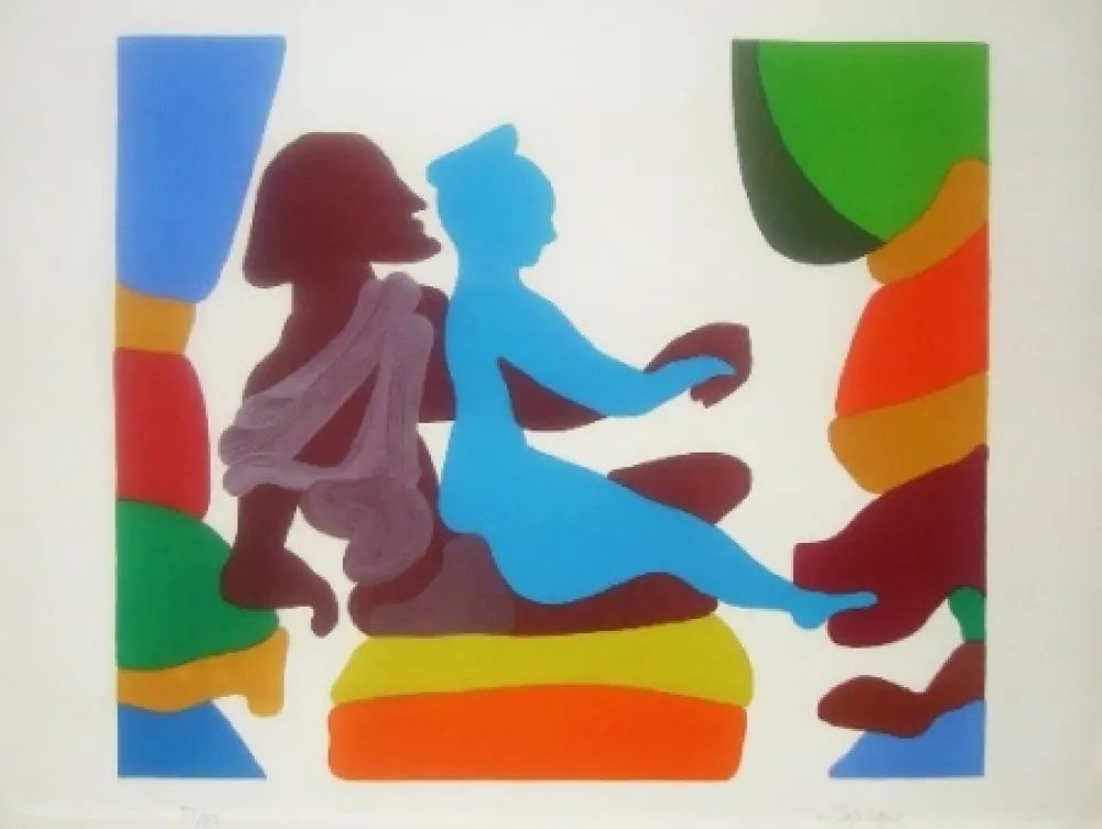 Lithographie Lapicque - Tombeau étrusque