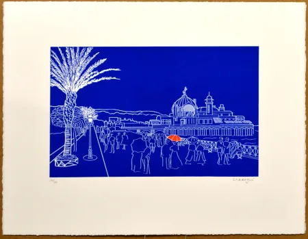 Linogravure Larregui - Nice - Palais de la jetée
