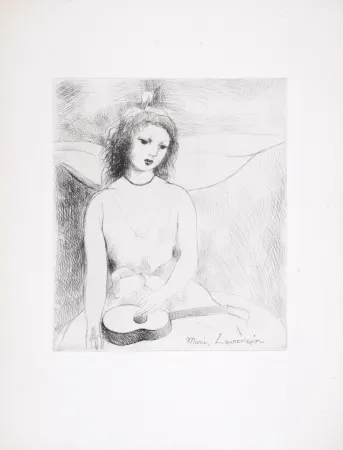 Eau-Forte Laurencin - Jeune fille à la guitare, 1946