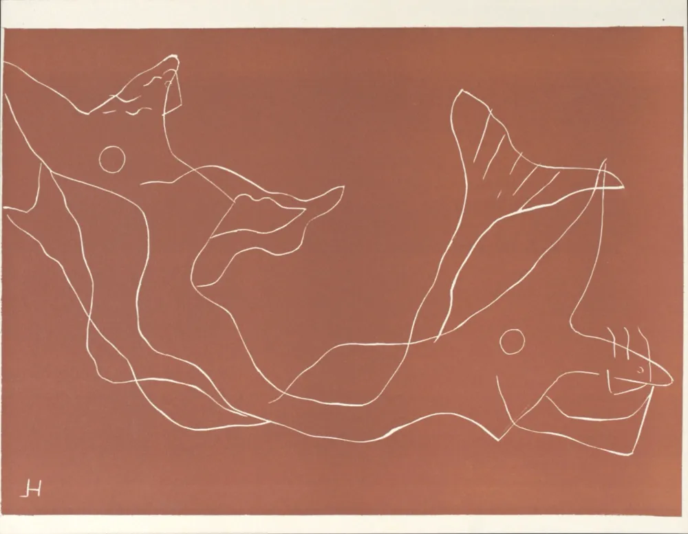 Linogravure Laurens - Deux sirènes, 1959