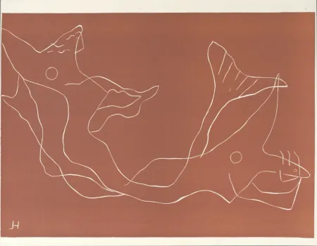 Linogravure Laurens - Deux sirènes, 1959