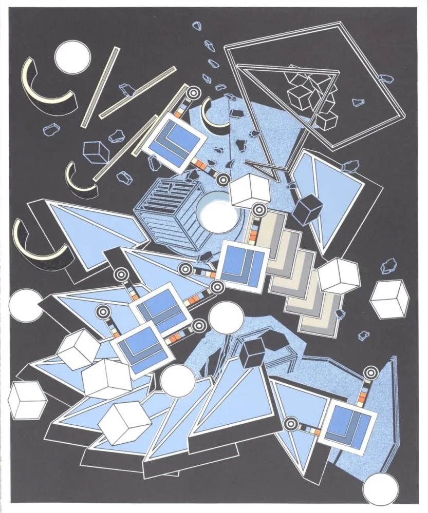 Lithographie Le Yaouanc - Le Métier de bâtisseur II