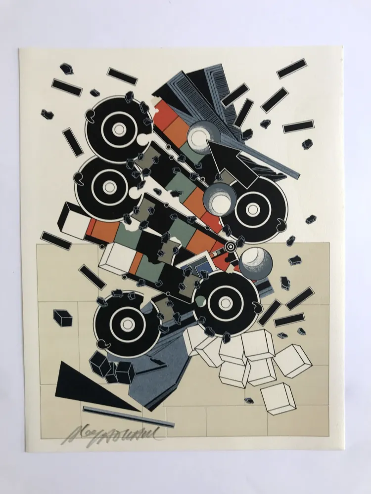 Lithographie Le Yaouanc - Une faune de machines (Le métier de bâtisseur III)