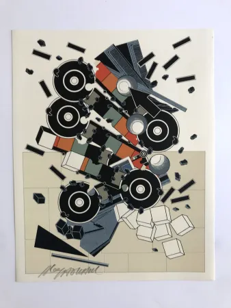 Lithographie Le Yaouanc - Une faune de machines (Le métier de bâtisseur III)