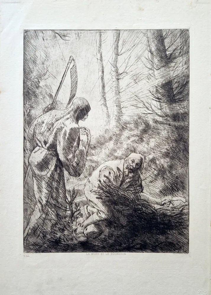 Eau-Forte Legros - La mort et le bucheron