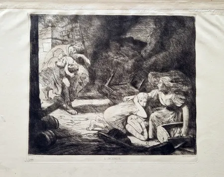 Eau-Forte Legros - L'incendie