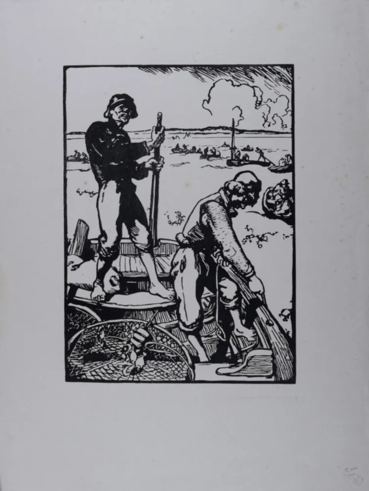 Lithographie Lepere - Loups de mer