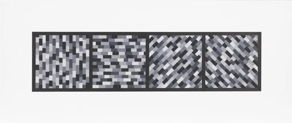 Linogravure Lewitt - Broken Gray Bands in Four Directions