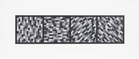Linogravure Lewitt - Broken Gray Bands in Four Directions
