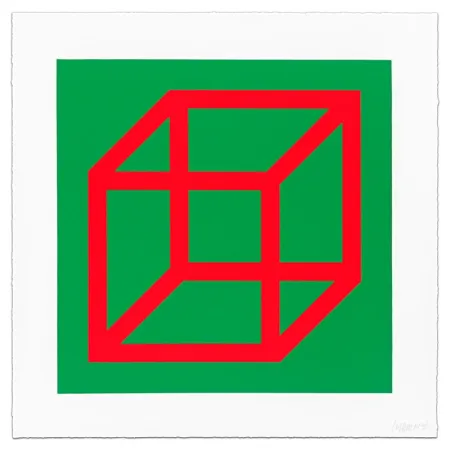 Linogravure Lewitt - Cubes in Color on Color