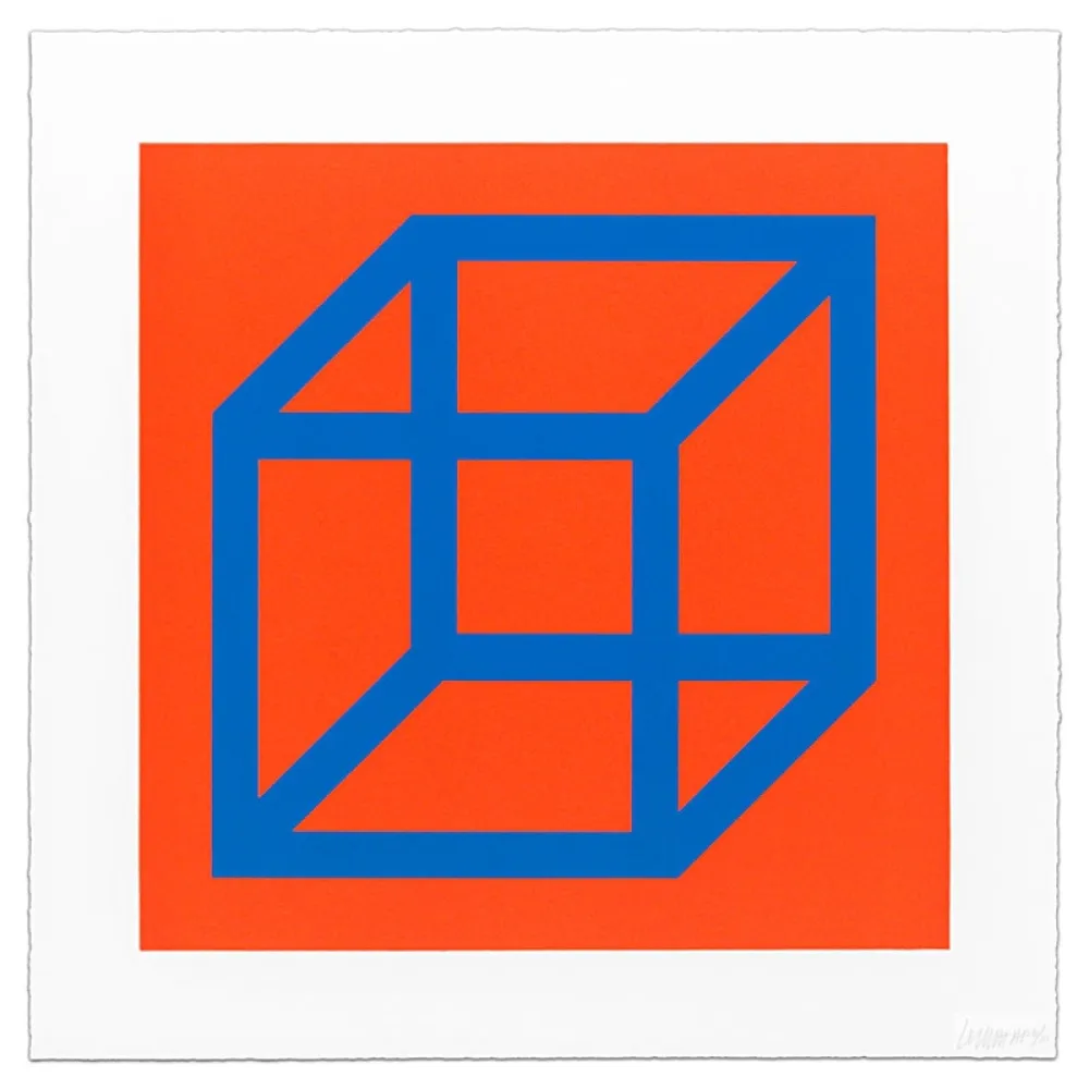 Linogravure Lewitt - Cubes in Color on Color