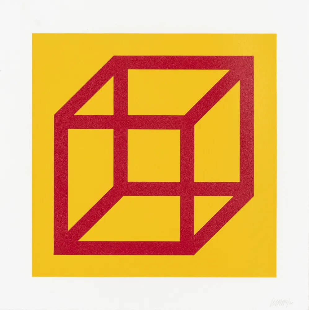 Linogravure Lewitt - Open Cube in Color on Color Plate 01 