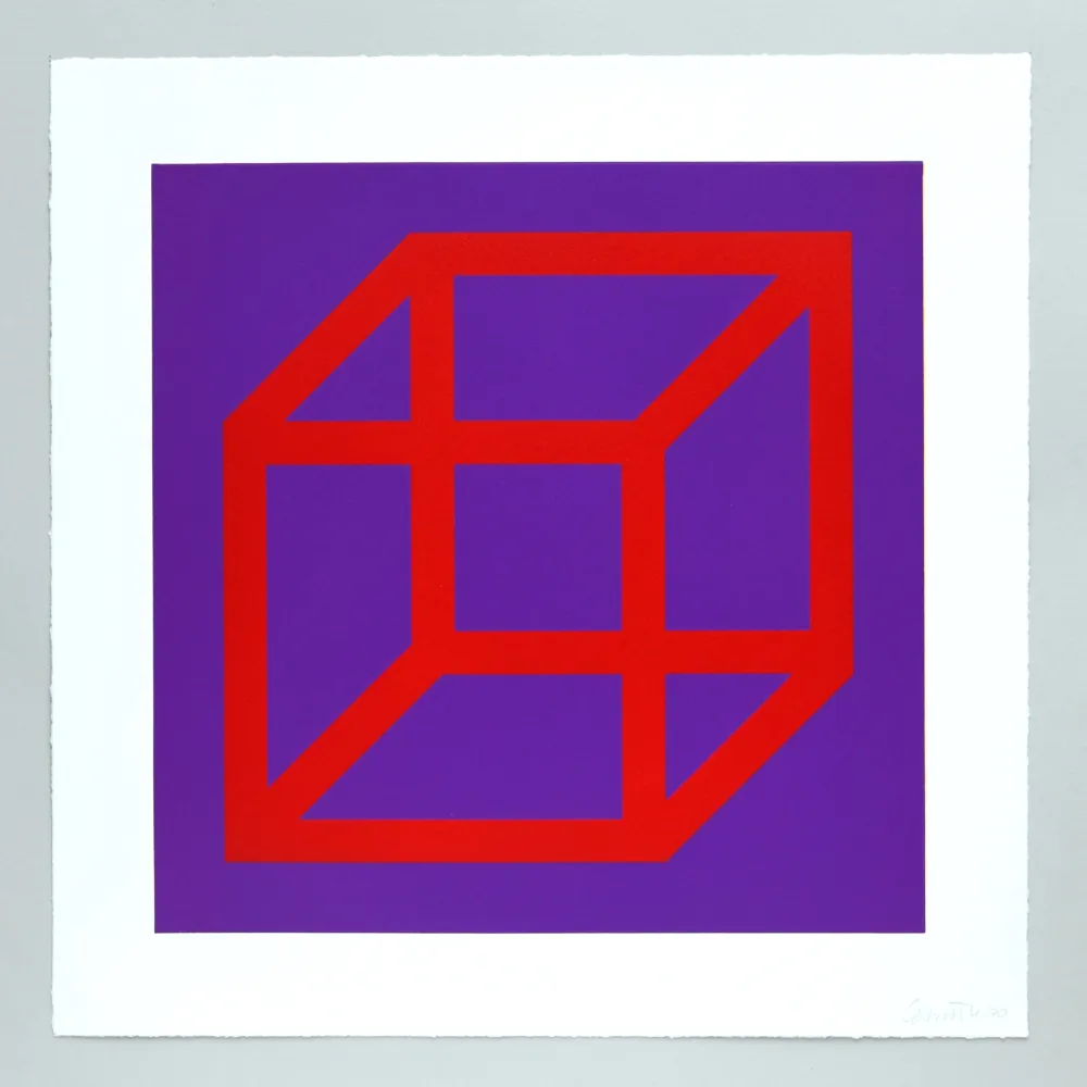 Linogravure Lewitt - Open Cube in Color on Color Plate 05