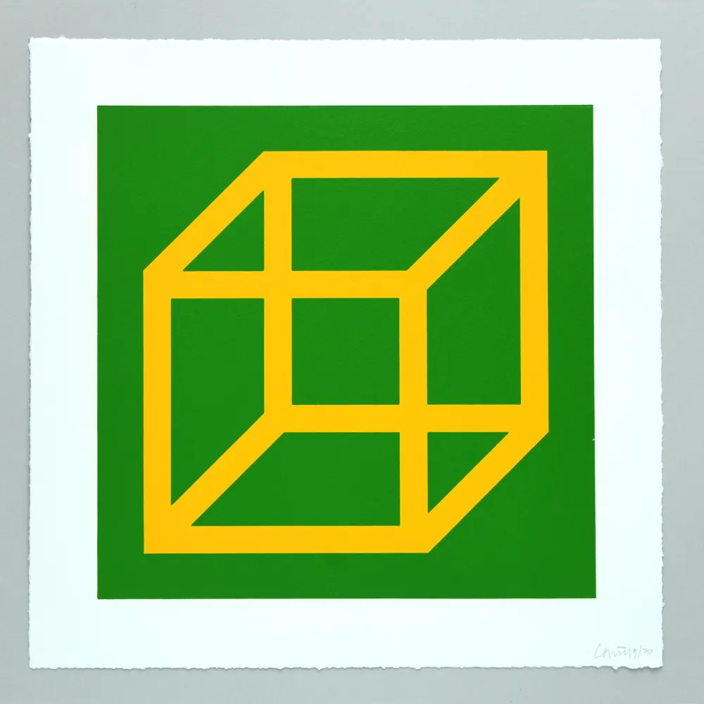 Linogravure Lewitt - Open Cube in Color on Color Plate 08